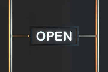 Open sign on black background