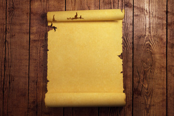 Empty aged parchment scroll
