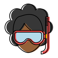 woman with snorkel mask icon