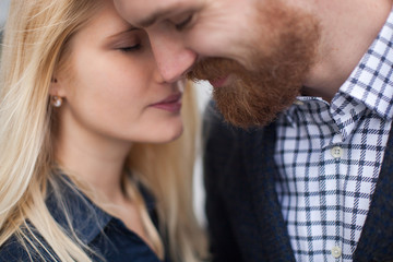 Portrait of a man with a beard and girls.
