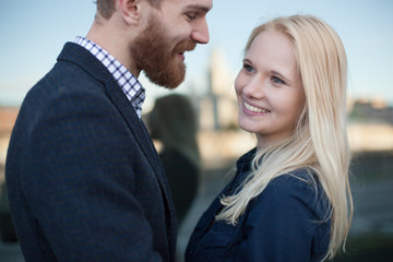 Man and woman smiling