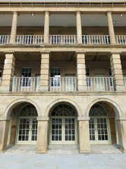 the piece hall in halifax Yorkshire a former eighteenth century cloth hall and public square with columns arches and arcades