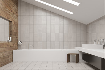 Naklejka na ściany i meble Tiled and wooden bathroom