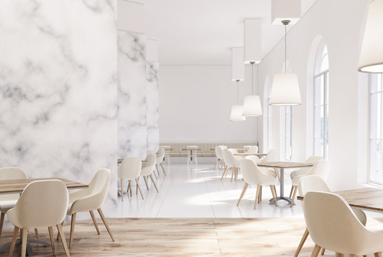 Luxury marble cafe interior