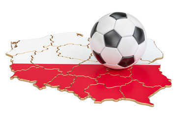 Football ball with map of Poland concept, 3D rendering