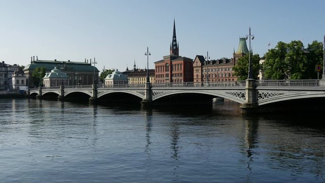 The Riddarholm Church and the Vasabron bridge in Stockholm Sweden