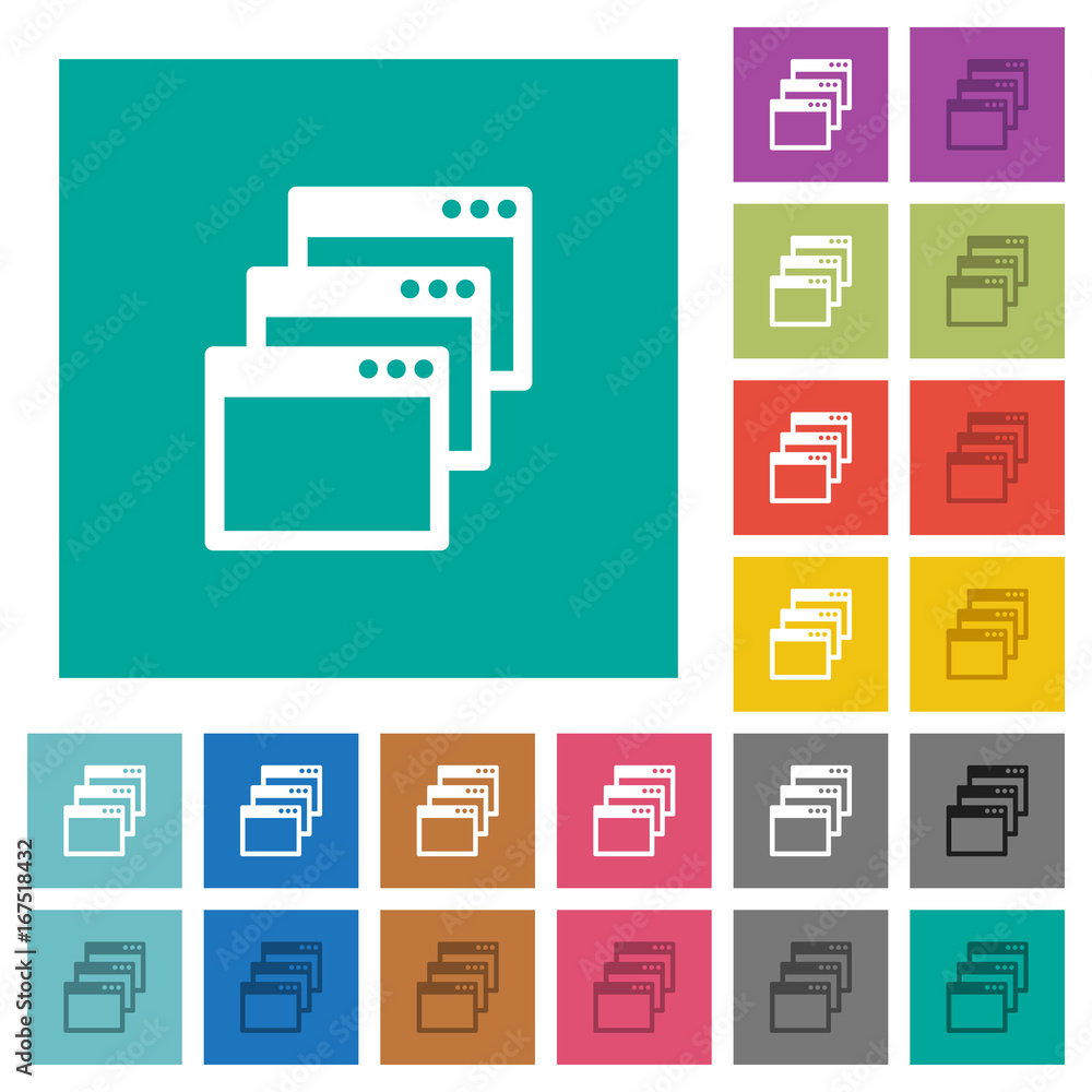 Poster cascade window view mode square flat multi colored icons