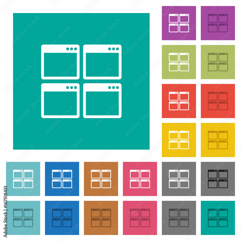 Poster mosaic window view mode square flat multi colored icons