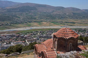 medieval orthodox church on hill at Berat city, Albania