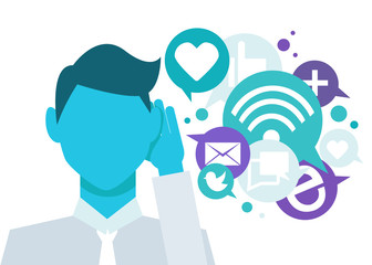 social listening
Banner Social listening. The man leaned his hand to his ear, and listens to icons