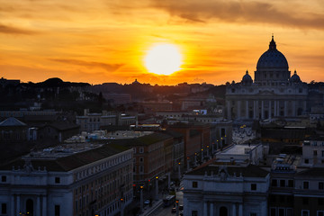 Fototapeta na wymiar Rome Silhouette At Sunset