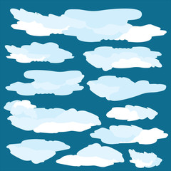 Cloud vector set with dark blue background