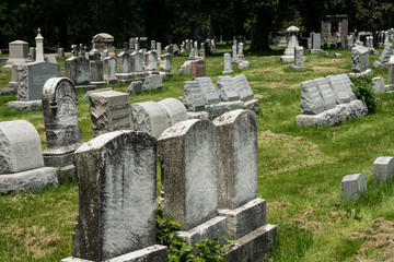 Rows of well kept grave stones in Rochester New York