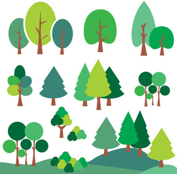 Vector graphic set  with Tree. Clip Art