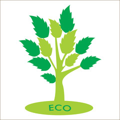 Eco tree with green leaves. Eco concept
