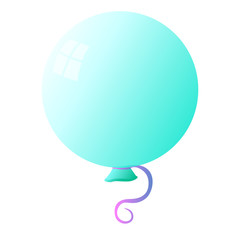 Blue balloon isolated on background. Vector illustration.