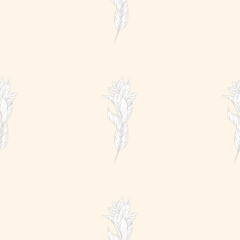 Leaves seamless pattern background. Template for a business card, banner, poster, notebook, invitation with modern hand drawn leaves