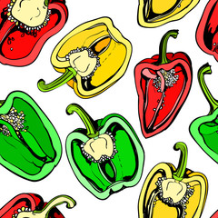 Colorful seamless pattern with bell pepper