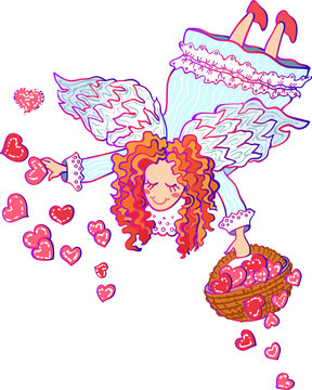 Vector colorful illustration of angel Valentine