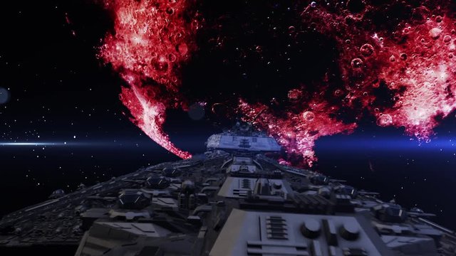 Sci Fi Mothership Leaving Red Planet