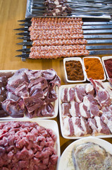 Kebab, heart, spleen, liver, steak, shishe, meat
