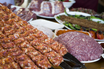 Kebab, raw kebab, red pepper, meat, mutation, pepper, spices, minced meat