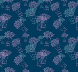 Vector seamless floral pattern tulips in boots