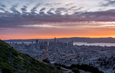 Obraz premium Looking Down Market Street at Sunrise