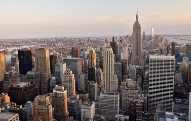 Fototapeta na wymiar The skyline of midtown and downtown New York City.