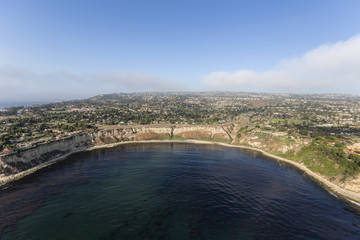Aerial view of Lunada Bay in the Palos Verdes Estates area of Los Angeles County, California.  