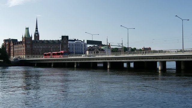 traffic at the Vasabron bridge in Stockholm Sweden