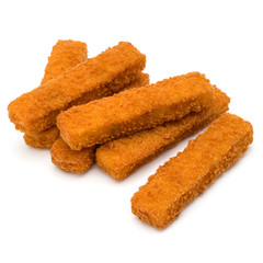 Crispy Fish fingers isolated on white background