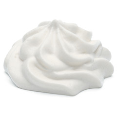 Fototapeta na wymiar Whipped cream swirl isolated on white background cutout