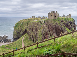 Dunnottar scottisch medieval fortress or castle. Highlands of Scotland Uk Europe.