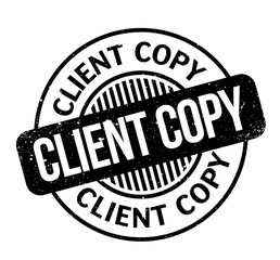 Client Copy rubber stamp. Grunge design with dust scratches. Effects can be easily removed for a clean, crisp look. Color is easily changed.