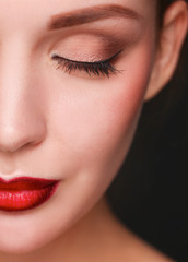 Fototapeta premium Close up portrait of beautiful young woman face