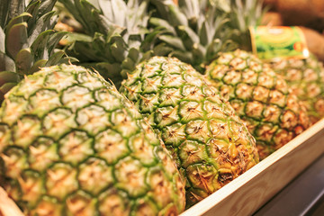 Pineapples in  Boqueria market of Barcelona