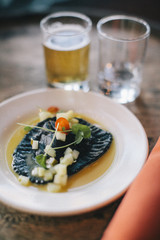 Squid Ink Stuffed Ravioli