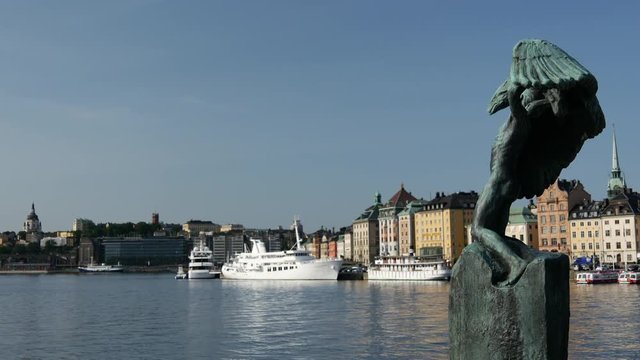 Vingarna (The Wings) statue with Gamla stan