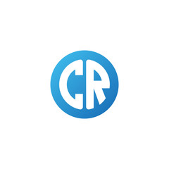 Initial letter CR, rounded letter circle logo, modern gradient blue color	
 
