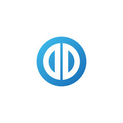 Initial letter DD, rounded letter circle logo, modern gradient blue color	
 
