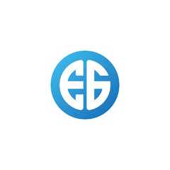 Initial letter EG, rounded letter circle logo, modern gradient blue color	
 
