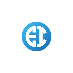 Initial letter EI, rounded letter circle logo, modern gradient blue color	
 
