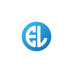 Initial letter EL, rounded letter circle logo, modern gradient blue color	
 

