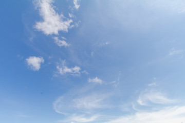 Blue sky background with white clouds.