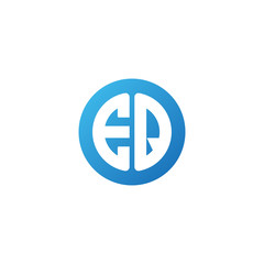 Initial letter EQ, rounded letter circle logo, modern gradient blue color	
 
