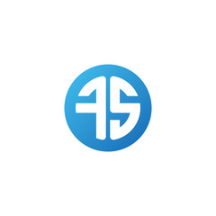 Initial letter FS, rounded letter circle logo, modern gradient blue color	
 
