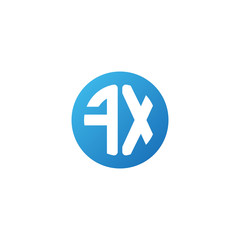 Initial letter FX, rounded letter circle logo, modern gradient blue color	
 
