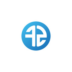 Initial letter FZ, rounded letter circle logo, modern gradient blue color	
 

