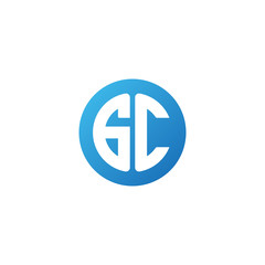 Initial letter GC, rounded letter circle logo, modern gradient blue color	
 
